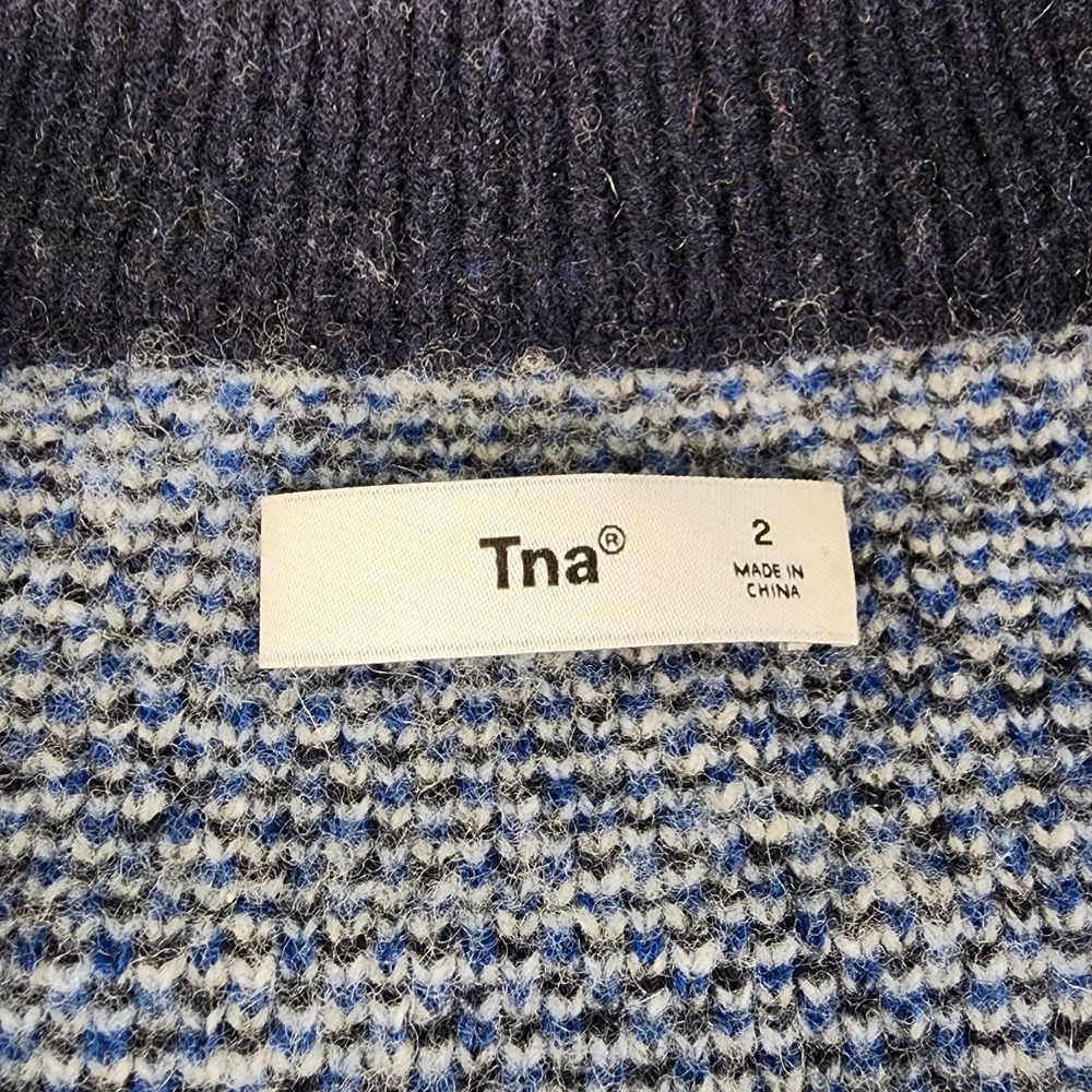 TNA Aritzia 100% Merino Wool Fair Isle Oversized Cardigan Sweater Womens S - Picture 6 of 10